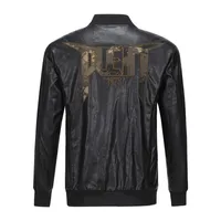 Men S Leather Faux 2023 Jacket Men S Artificial Pu Pu Oblique Bordado Bordado Fashion Motorcycle Coat Top Marca Invierno Vintage Plein 221231