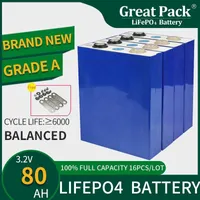 16PCS 3.2V 80Ah Rechargeable Brand New Grade A Battery Cell LiFePO4 Deep Cycle 100% Full Capacity Lithium Ion Power Bank