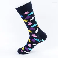 Men&#039;s Socks 5pairs/lot Funny Combed Cotton Men Happy Colorful Multi Rope Hat Pattern Long Tube Skateboard Casual