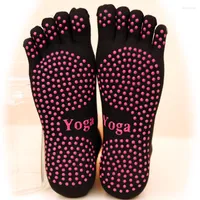 Athletic Socks Five Fingers Yoga Women Professional Silicone Dots Toe Sock Rubber Non Slip Dance Pilates Training