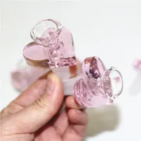 Heart Shape hookah glass bowl slides 14mm male with pink color wholesale smoking tobacco bowls Herb Dry Oil Burner dabber tools wax