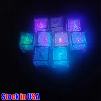 LED ICE CUBES Lätt vattenaktiverad Flash Luminous Cube-lampor Glödande induktion Bröllopsfödelsedagsstänger Drickdekor 960 st Crestech168