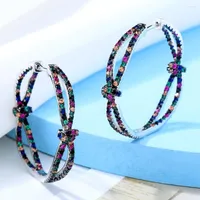 Hoop kolczyki SISCATHY DUBAI Luksusowe sześcienne z cyrkon kółko dla kobiet moda okrągłe kolczyk biżuteria oreille femme luksus