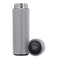 Vattenflaskor Diamond Thermos smart rostfritt stål för flickor bärbara vakuumflaskor kaffekopp 500 ml 230104