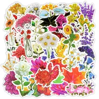 50 PCS Waterproof Plant Flower Stickers Decals Toys for Kids Teens Adults DIY Home Garden Wedding Laptop Luggage Helmet Skateboard2364