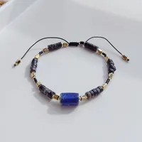 Strand Rice Bead Bracelet Natural Lapis Lazuli Vintage Trendy Minimalistische veelzijdige handgeweven Boheemse verstelbare kralen