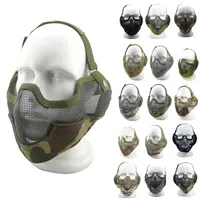 Tactical Airsoft Mask with Ear Protention Outdoor Airsoft Shooting Face Protection Gear V2 Metal Steel Wire Mesh Half FaceNO03-004186U