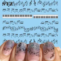Whole- STZ 1 Sheets Nail Designs Black Music Note Printing DIY Nails Toes Women Nail Art Sticker Decals Tattoos Tools #New280x