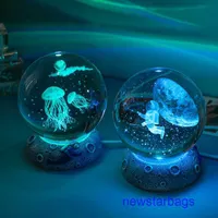 工場出口少量新しいクリスタルボール装飾品照明樹脂ベースグラス3D彫刻クリスマスギフトYeo5