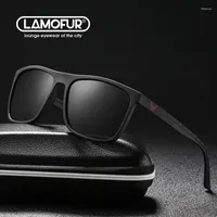 Солнцезащитные очки LaMofur 2023 поляризованные мужчины модная квадратная квадрат классический дизайн. Рыбалка UV400 1909