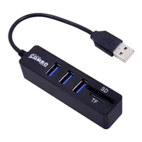 USB Hub Combo 3 6 portar USB2.0 Hubs High Speed ​​Splitter Multi Combo 2 In 1 SD / TF Card Reader för PC Laptop Computer