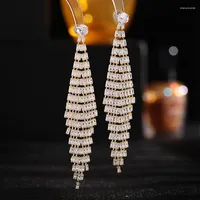 Dangle Earrings Long Tassel Drop for Women 2023 Trendy Luxury Wedding Jewelry Bride Office Lady 파티 선물 아내