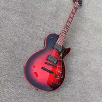Standaard elektrische gitaar mahonie mahonie rode bloem zwart emg cartridge en tuner quick pakket
