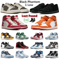 OG 1 Sapatos de basquete Homens homens Black Phantom 1s Low Reverse Mocha Lost Found True Blue Taxi Starfish Mens Trainer Sport