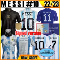 3 gwiazdki 22 23 Koszulki z Argentyny Podpisane wersja Di Maria Finały Kun Aguero Fan Player Wersja 2022 2023 Mistrzów Maradona Men Kit Sets Football Shirt
