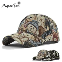 Ball Caps Cute Bear Baseball Cap Spring Sunhat Dog Print Men Women Unisex Teens Cotton Fashion Hip Hop Vintage Hat 230104