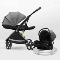 Коляски 3 в 1 детская коляска, рожденная карета высокая пейзаж четыре колеса, складные аксессуары поглощения