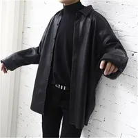 Men&#039;s Hoodies Men Black Jacket Autumn Winter Leather Coat Korean Loose Jackets Fashion Casual Outwear For Man Casaco Boys