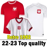 xxxl 4xl 22 23 بولندا لكرة القدم الفانيلة الوطنية Retro 1982 Polonia Lewandowski Milik Piszczek Piatek Grosicki Jersey Football قمصان المنزل بعيدًا