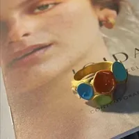 Designer Ring Joidart S para Mulher de Butro Barcelona Espanha pintando óleo Prata Gaudi Temperamento