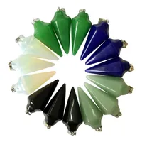 fubaoying charms mix-color六角形コーンストーンペンダントファッションジュエリーレイキヒーリングクリスタル六角形の弾丸5pcsロット326i
