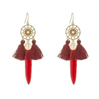 Hoop Earrings Valentines Day Stud For Little Girls Sensitive Ears Alloy Dreamcatcher Tassels Feather