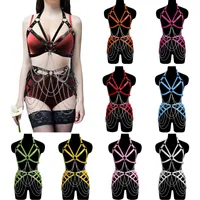 Costume Accessories Woman PU Leather Harness Goth Accessories Garters Sexy Lingerie Stocking Erotic Sex Toy Bondage Belt Set Bdsm Rave Clothes