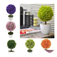 Decorative Flowers Wreaths Ball Topiary Mini Artificial Tree Home Decor Plant Pot Ornament Potted Plastic Drop Delivery Garden Fes Dhels