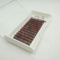 Arco -íris de marca de arco -íris colorida e coloridos cílios de extensão bandejas de seda barata