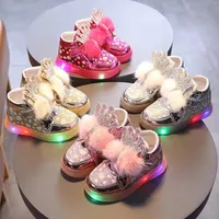 Sneakers Taille 21 30 Enfants Gluging Kids Princess Casual Chores pour filles LED LED MIGN FLOWER BÉBÉ LIGHT 230105