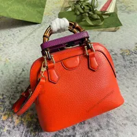 7A Designer Bamboo Shell Bag Orange أصلي مصممون مصممون فاخرون الكتف محفظة حقيبة اليد للأزياء