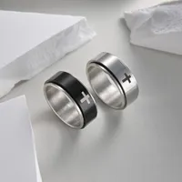 Cluster Rings Rotatable Stainless Steel Spinner Fidget Ring For Men Retro Cross Stress Relieving 8mm Prayer Jewerly