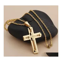 H￤nge halsband titanst￥l ornament korsar rostfritt m￤n s fabrik direkt fyra f￤rger droppleverans smycken h￤ngen dh2qh