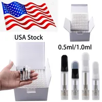USA Stock TH205 Atomizers Empty Vapes Pen Cartridges With Foam Box 0.5ml 1.0ml Glass Thick Oil Carts Wax Vaporizer Ceramic Coil Carts 510 Thread E Cigarettes