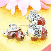 Pendanthalsband Red Chalcedony Crystal Beads Lucky Elephant Animal Fiting Crafts For Armband Halsband Kvinnor Syckelverket 24 12mm