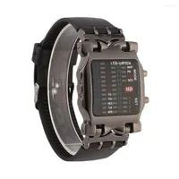 Wristwatches 2023 Fashion Men Outdoor Sport LED Digital Binary Watches Square Dial Uisex Rubber Band Casual Wrist Watch Relogio