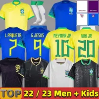 22 23 كرة قدم قمصان Camiseta de Futbol Bruno G. 2022 البرازيل Raphinha Coutinho Football Shirt Jesus Vini Jr. Pele Casemiro 2023 Brasil Maillots Women Kids Kit Men S-4XL
