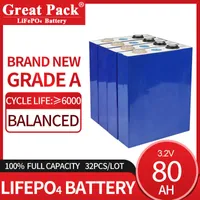 Solar Power Bank 32pcs 3.2v 80ah Rechargable LifePo4 Cell Battery Cycle Deep Cycle New Grade A 100 ٪ Lithium Lithium Ion