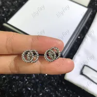 Luxury Gold Grain Love Earring Designer Stud Fashion Earrings Classical Letters Jewelry 925 Silver Retro G Studs Womens Gift With Box