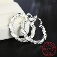 Orecchini a cerchio 925 Sterling Silver Twisted Froop Loop 38mm Circle Oreger for Woman Fashion Party Wedding Engagement Earket