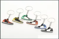 Keychains 6 Colors Designer Mini Sile Sneakers Men Women Kids Key Ring Gift Shoes Keychain Handbag Chain Basketball Shoe Dhgirlssh3352084