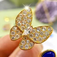 Rücken Ohrringe Marke plattiert 18K Gold Frauen Blau Lapis Schmetterling Hochzeit Schmuck Geschenke Set Luxus 925 Silberohrring Halskette Armband Ring