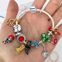 925 STERLING SLAGET Chain Glop Bracelet Cartoon Cartoon European Beads Beds Avenger Dangle Fits Pandora Charm Bracelets colar B8