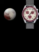الساعات عالية الجودة مونتر تلقائي بالكامل الوظيفة الكاملة الكامل Quarz chronograph 30m حركة الحركة إلى بلوتو كوكب نايلون نايلون ووتش فيلكرو