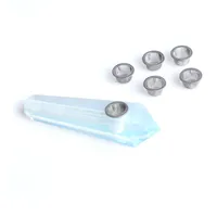 HJT Whole Women Modern Custom Smoking Pipes Natural Opal Crystal Quartz Healing Tobacco Pipes con 5 filtri in metallo253O