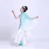 Scenkläder 4 färg barn kinesisk dansdräkt barn yangko klädflicka fan paraply show 8