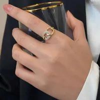 Cluster Rings UNICE Real 18K Gold Solid Yellow AU750 Chain Ring Natural Diamonds Geometric Hollow Ins High-end Jewelry Women