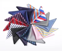 Polyester Hankerchief 60 färger Grid Pocket Square servett randig Kerchief Mocket Men039S noserag för festbröllop för Christm3832633