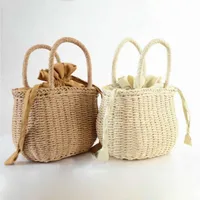 Cross Body Noenname-Null Summer Women Hand-Woven Rattan Bag Straw Purse Wicker Beach Wedding Handbag Summer Clutch Basket Shopping Väskor X230106