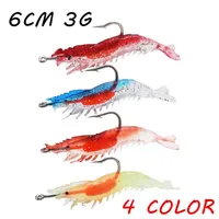 10pcs Lot 4 Color Mixed 6cm 3g shrimp baits soft baits lures hook hook fishing hooks pait piste tackle b7 43276t